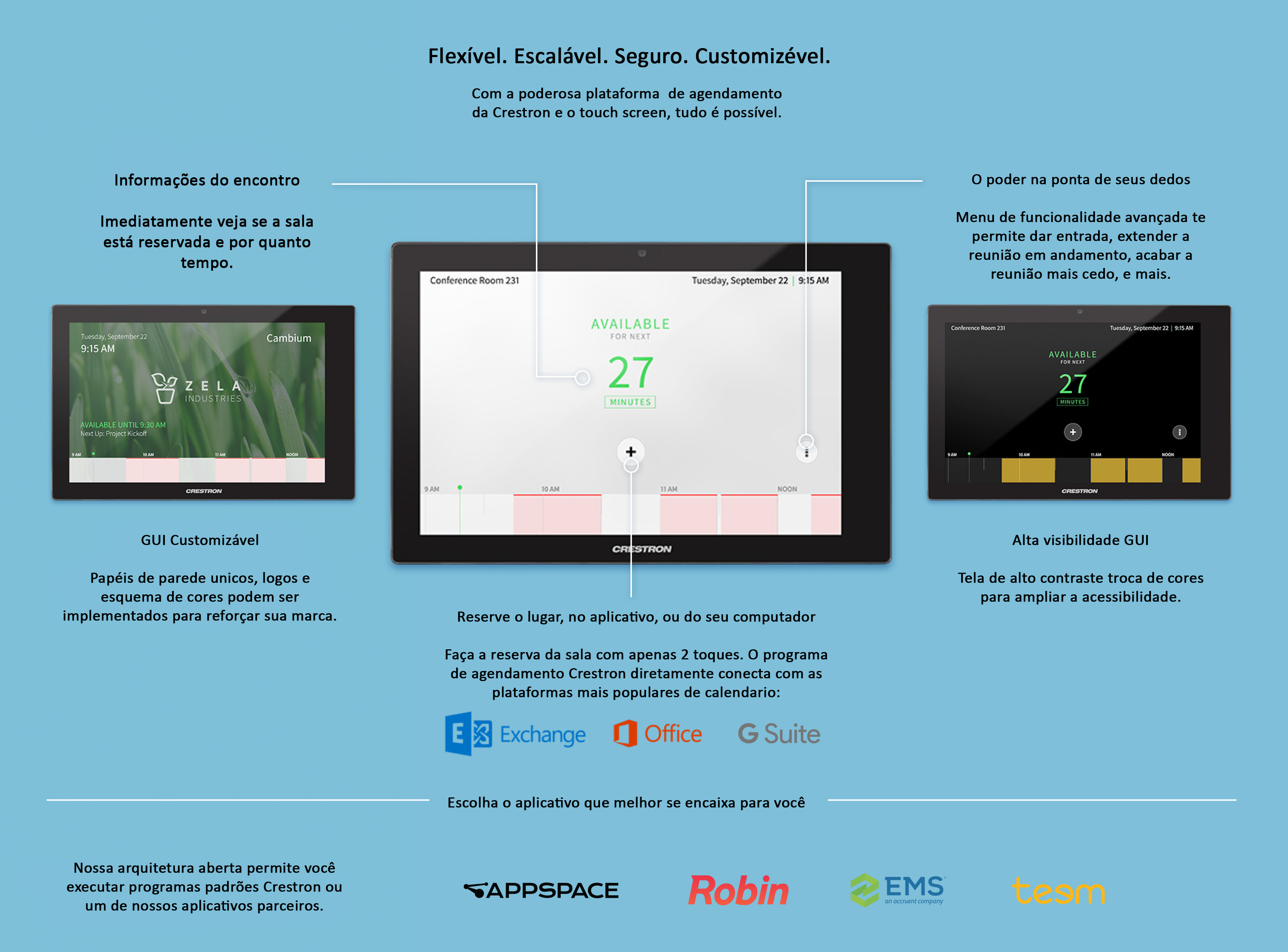 Touch Crestron para salas de reunião